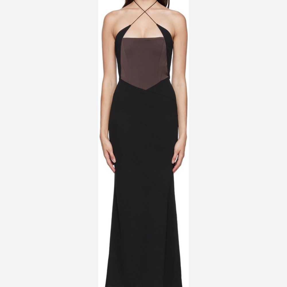 16Arlington Esteli Halterneck Panelled Crepe dress